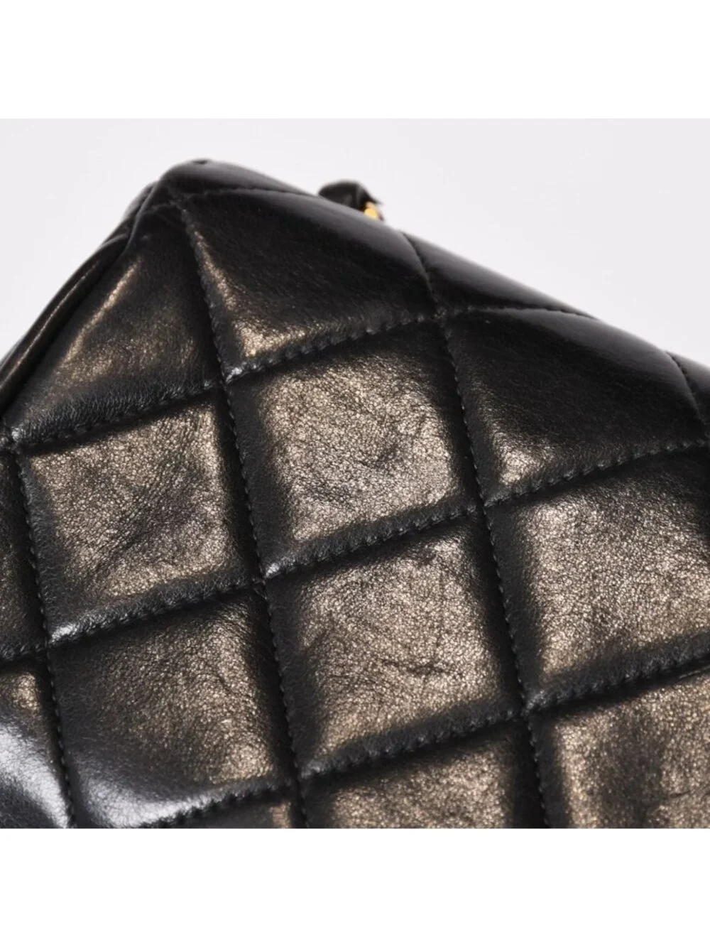 Chanel Mini Quilted S Flap S Chain Shoulder Bag CC Logo Lambskin Gold